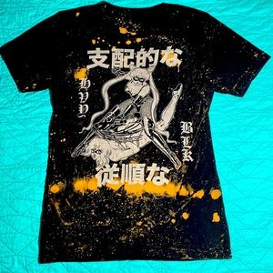 HVY☆BLK - Black Moon Dominating Sailor Neptune Acid Wash Short Sleeved T-Shirt